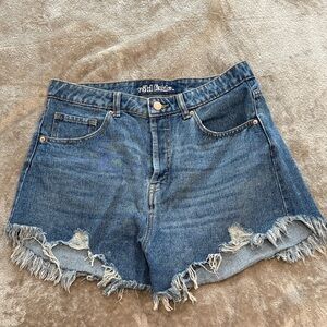 wild fable Blue Distressed High-Rise Denim Shorts